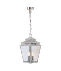 Mansion House 3-Lt Outdoor Ceiling Light Polished Nickel/Glass 22cm IP44