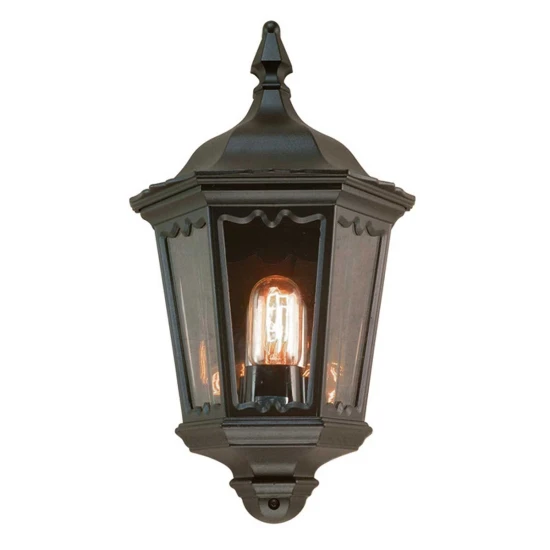 Medstead 1-Lt halv utomhus vägglampa svart/glas 44,5cm IP43