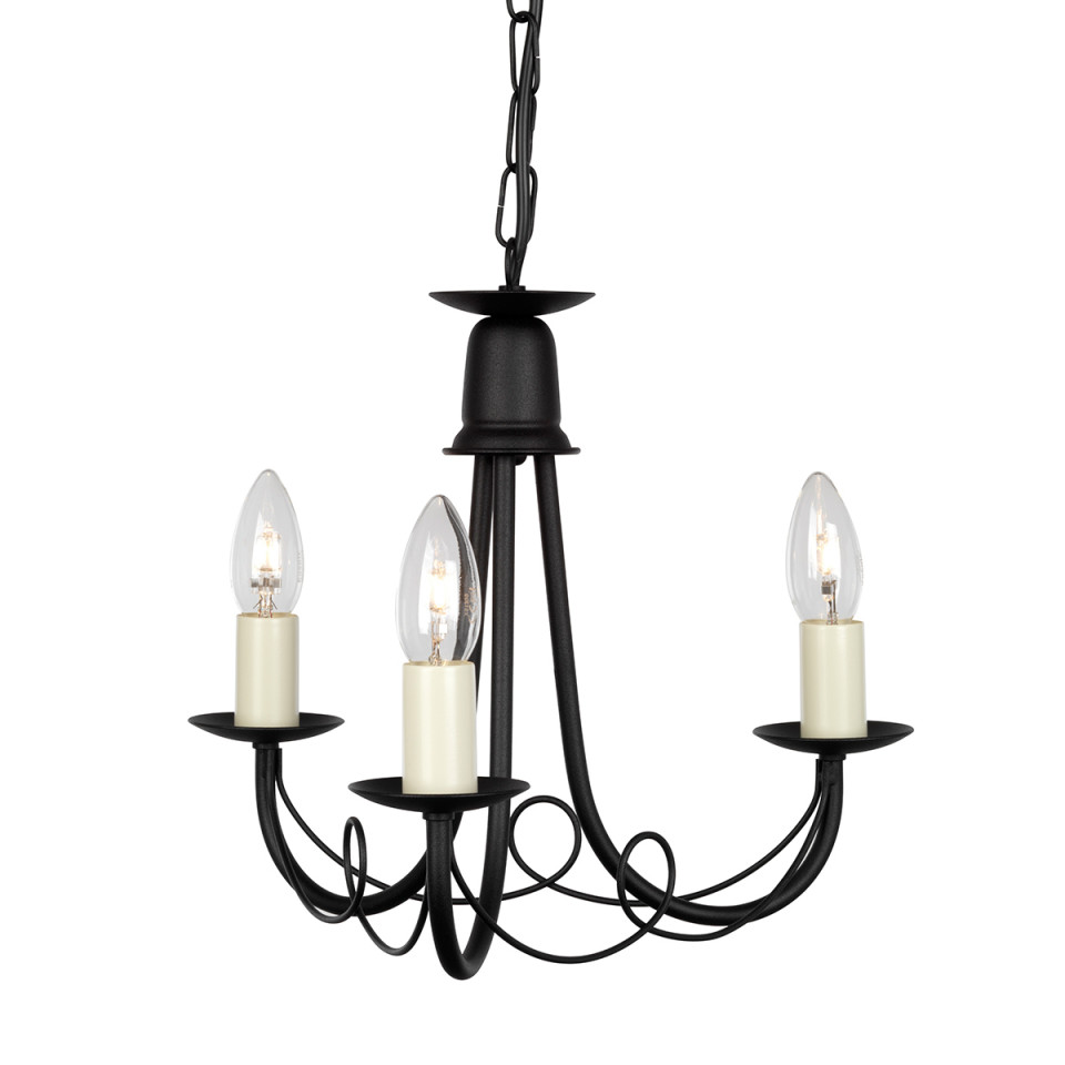 Minster 3-Lt Chandelier Black 37cm Minster 3-Lt Chandelier Black 37cm