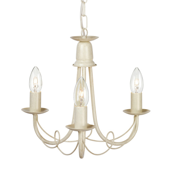 Minster 3-Lt Chandelier Ivory Gold 37cm