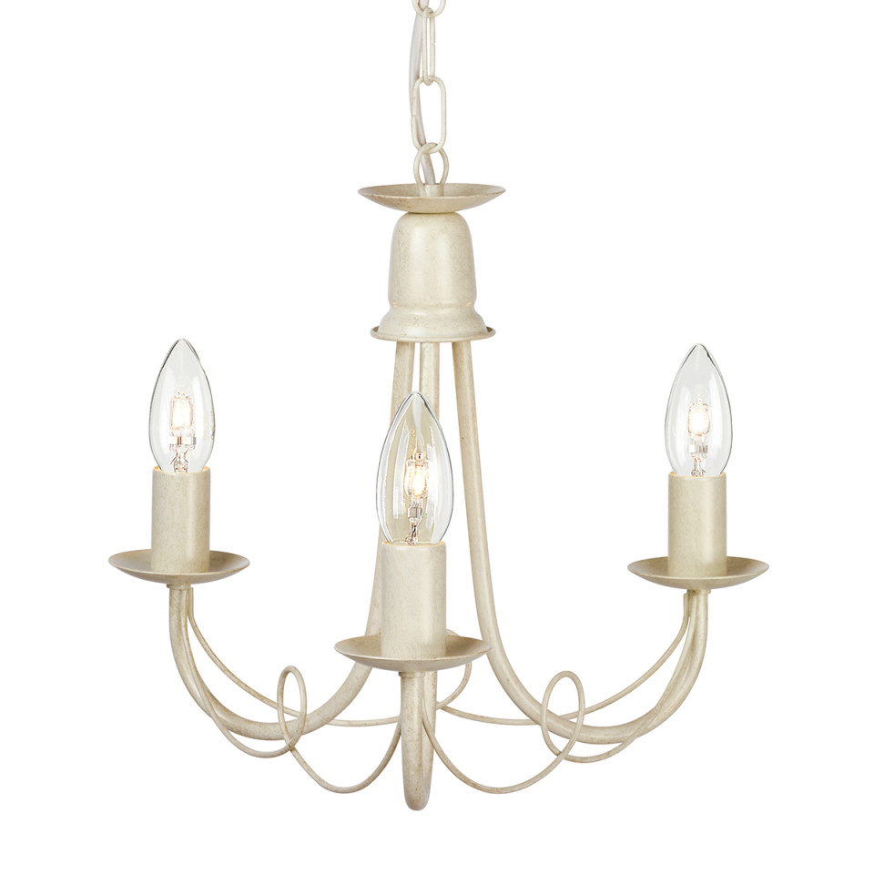 Minster 3-Lt Chandelier Ivory Gold 37cm Minster 3-Lt Chandelier Ivory Gold 37cm