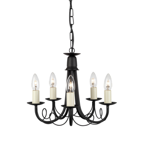 Minster 5-Lt Chandelier Black 37cm Minster 5-Lt Chandelier Black 37cm