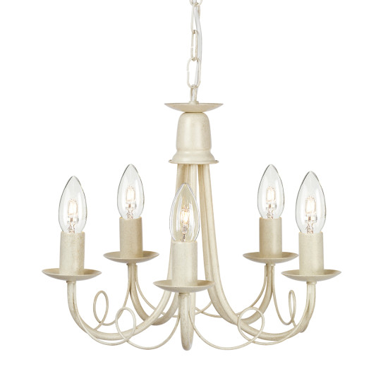 Minster 5-Lt Chandelier Ivory Gold 37cm