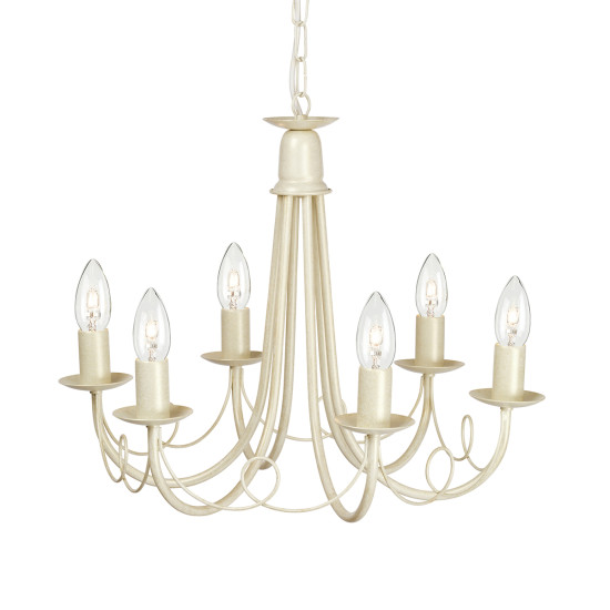 Minster 6-Lt Chandelier Ivory Gold 48cm Minster 6-Lt Chandelier Ivory Gold 48cm