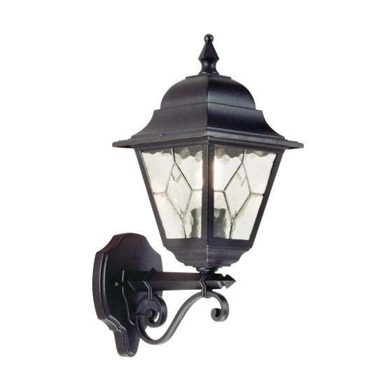 Norfolk 1-Lt Up Outdoor Wall Light Black/Glass 45cm IP43