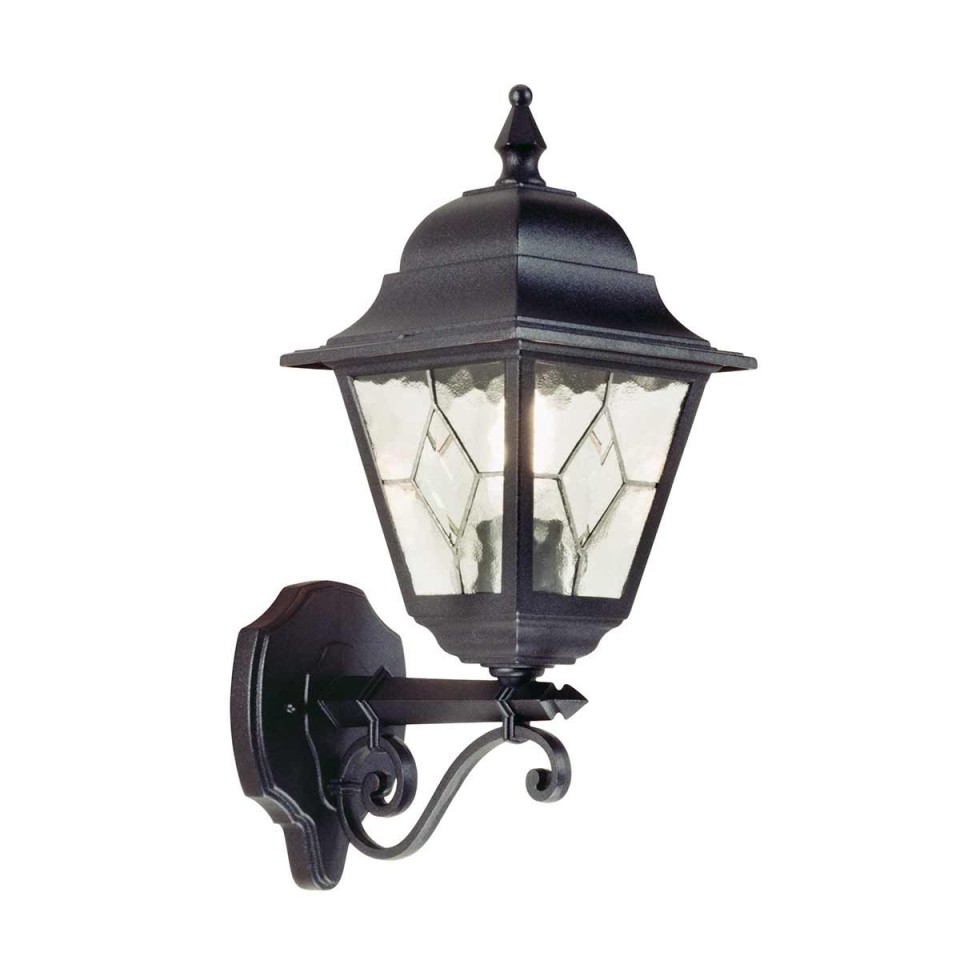 Norfolk 1-Lt Up Outdoor Wall Light Black/Glass 45cm IP43