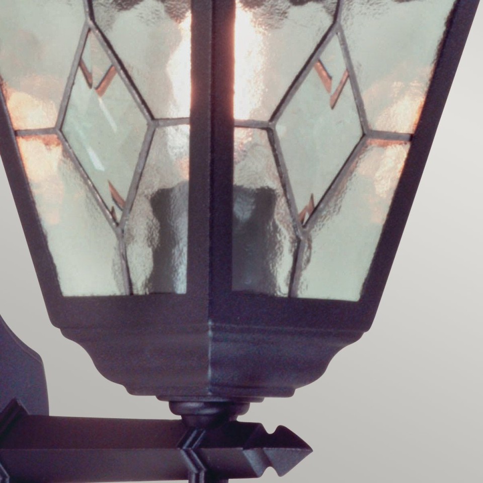 Norfolk 1-Lt Up Outdoor Wall Light Black/Glass 45cm IP43