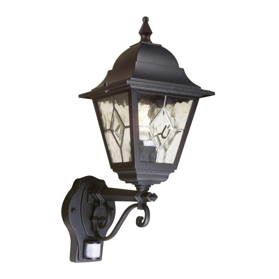 Norfolk 1-Lt up utomhus vägglampa med PIR-sensor svart/glas 47 cm IP43 Norfolk 1-Lt up utomhus vägglampa med PIR-sensor svart/glas 47 cm IP43