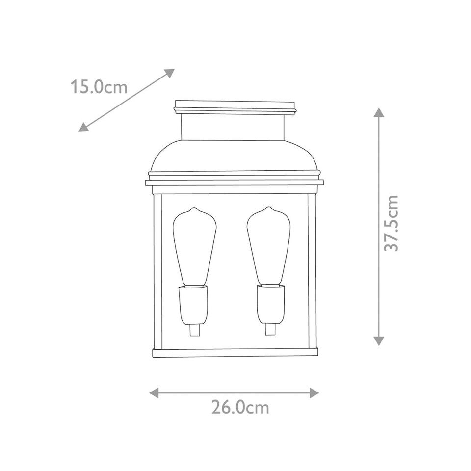 Old Bailey 2-Lt stor utomhus vägglampa åldrad mässing/klar 37.5cm IP44