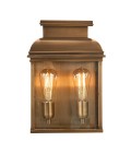 Old Bailey 2-Lt stor utomhus vägglampa åldrad mässing/klar 37.5cm IP44
