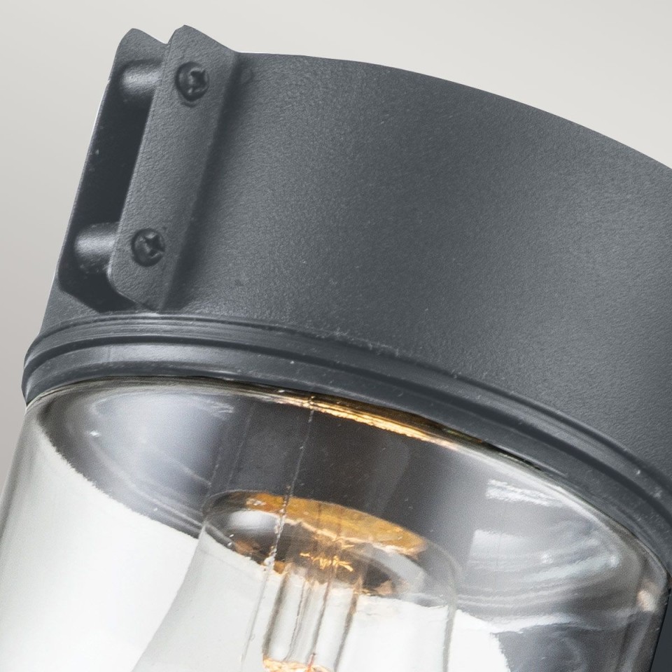 Portofino 1-lt utomhus vägglampa grå/klar 19,7 cm