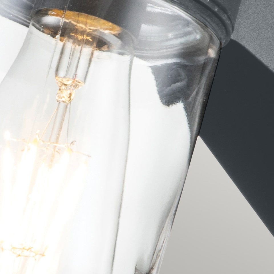 Portofino 1-lt utomhus vägglampa grå/klar 19,7 cm