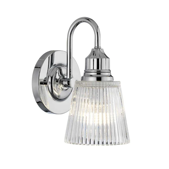 Addison 1-ljus vägglampa polerad krom/glas 24,2cm IP44