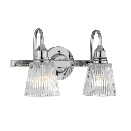 Addison 2-ljus vägglampa polerad krom/glas 40,6cm IP44