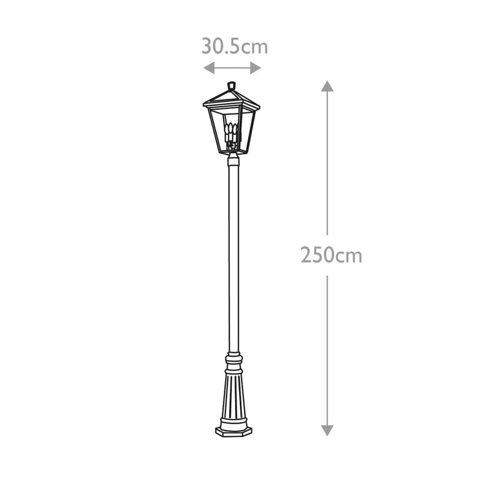 Alford Place 4-Lt Outdoor Lamp Post Museum Black 250cm Quintesse Lighting Alford Place 4-Lt Outdoor Lamp Post Museum Black 250cm