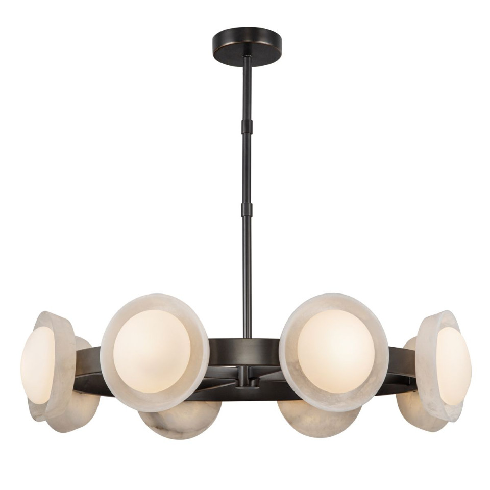 Alonso 8-lt LED chandelier urban bronze/white 94.6 cm