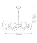 Alonso 8-lt LED chandelier urban bronze/white 94.6 cm
