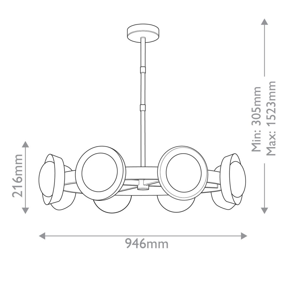 Alonso 8-lt LED chandelier urban bronze/white 94.6 cm