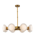 Alonso 8 ljus LED-ljuskrona mässing/vit 94,6 cm