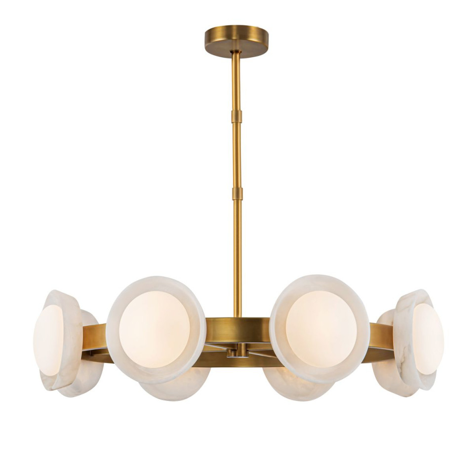 Alonso 8 ljus LED-ljuskrona mässing/vit 94,6 cm