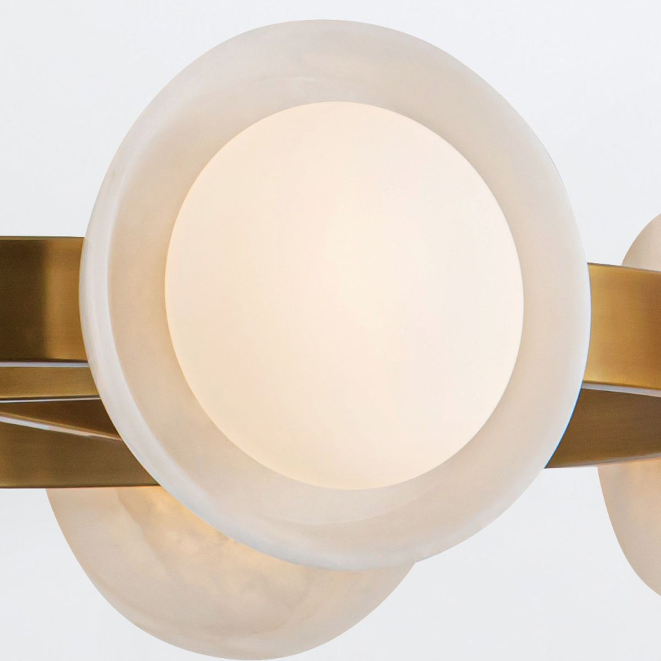 Alonso 8 ljus LED-ljuskrona mässing/vit 94,6 cm