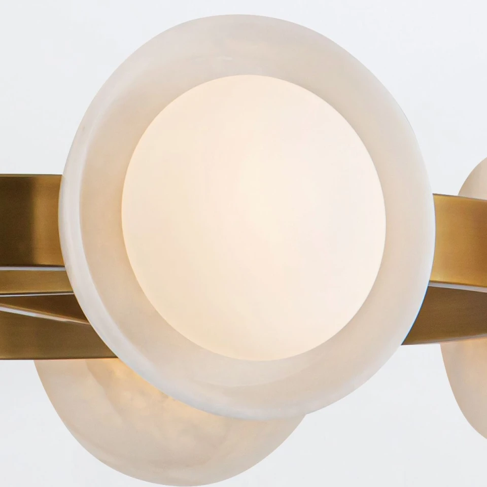 Alonso 8 ljus LED-ljuskrona mässing/vit 94,6 cm