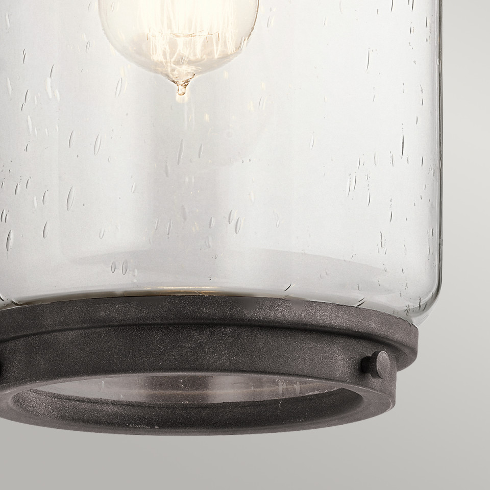 Andover 1-Lt Large Outdoor Wall Lamp Weathered Zinc/Clear 43.7cm Quintesse Lighting Andover 1-Lt Large Outdoor Wall Lamp Weathered Zinc/Clear 43.7cm