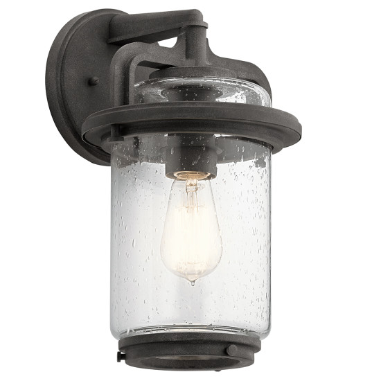 Andover 1-Lt Medium Outdoor Wall Lamp Weathered Zinc/Clear 35.6cm Andover 1-Lt Medium Outdoor Wall Lamp Weathered Zinc/Clear 35.6cm