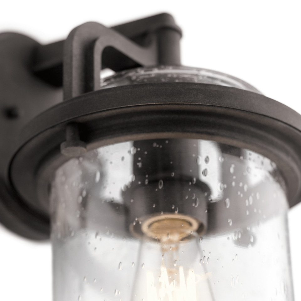 Andover 1-Lt Medium Outdoor Wall Lamp Weathered Zinc/Clear 35.6cm Quintesse Lighting Andover 1-Lt Medium Outdoor Wall Lamp Weathered Zinc/Clear 35.6cm