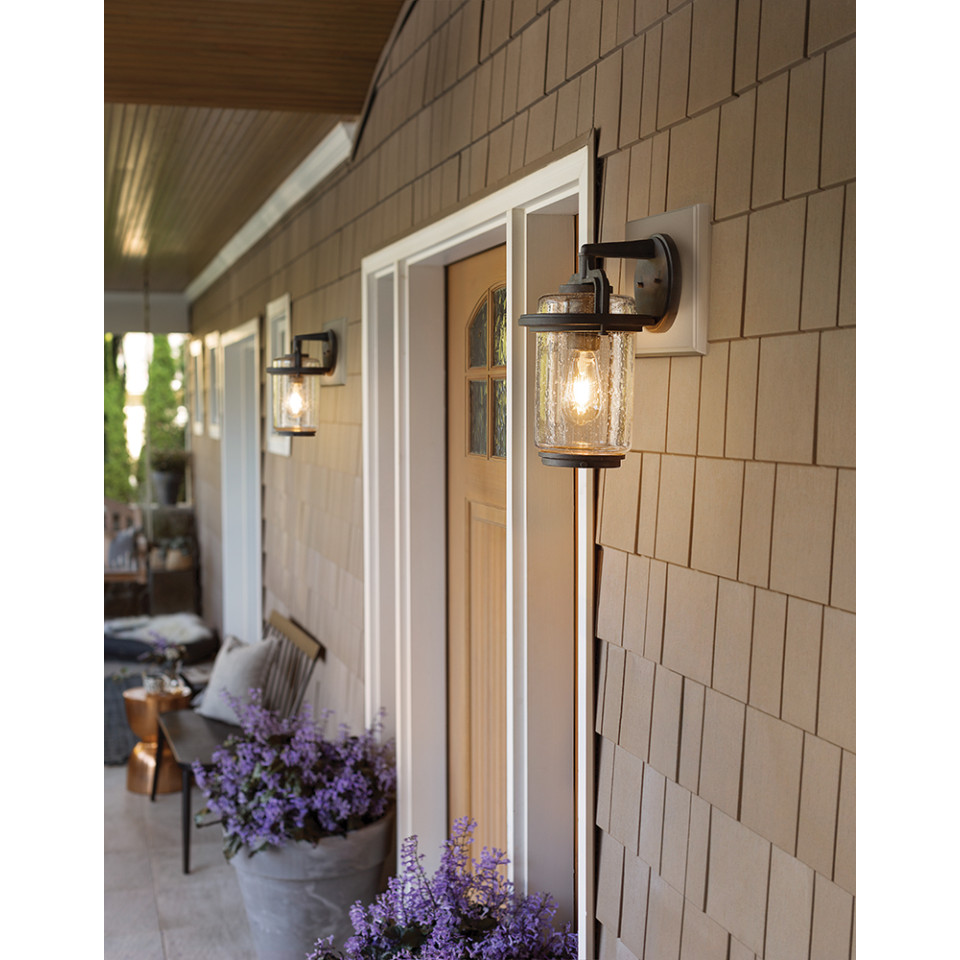 Andover 1-Lt Large Outdoor Wall Lamp Weathered Zinc/Clear 43.7cm Quintesse Lighting Andover 1-Lt Large Outdoor Wall Lamp Weathered Zinc/Clear 43.7cm