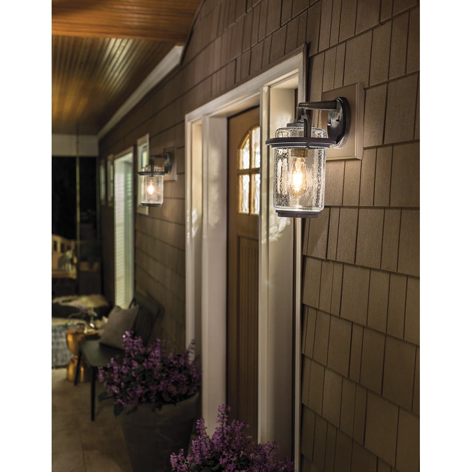 Andover 1-Lt Large Outdoor Wall Lamp Weathered Zinc/Clear 43.7cm Quintesse Lighting Andover 1-Lt Large Outdoor Wall Lamp Weathered Zinc/Clear 43.7cm