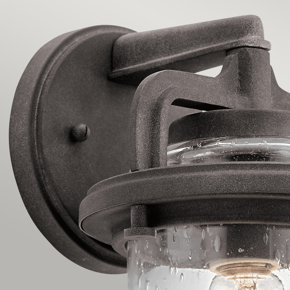 Andover 1-Lt Small Outdoor Wall Lamp Weathered Zinc/Clear 29.2cm Quintesse Lighting Andover 1-Lt Small Outdoor Wall Lamp Weathered Zinc/Clear 29.2cm