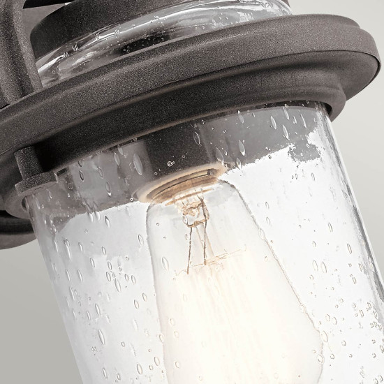 Andover 1-lt liten utomhus vägglampa väderbiten zink/klar 29,2cm