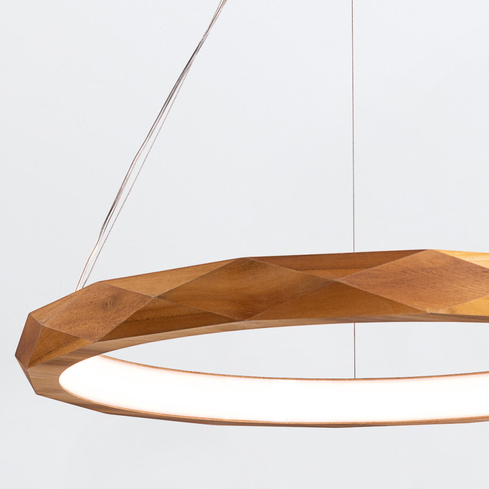 Angular LED ceiling light teak veneer 80 cm Accord Lighting Angular LED ceiling light teak veneer 80 cm