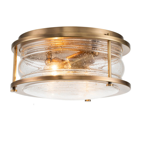 Ashland Bay 2-lt plafond naturlig mässing/glas 30,5cm IP44 Ashland Bay 2-lt plafond naturlig mässing/glas 30,5cm IP44