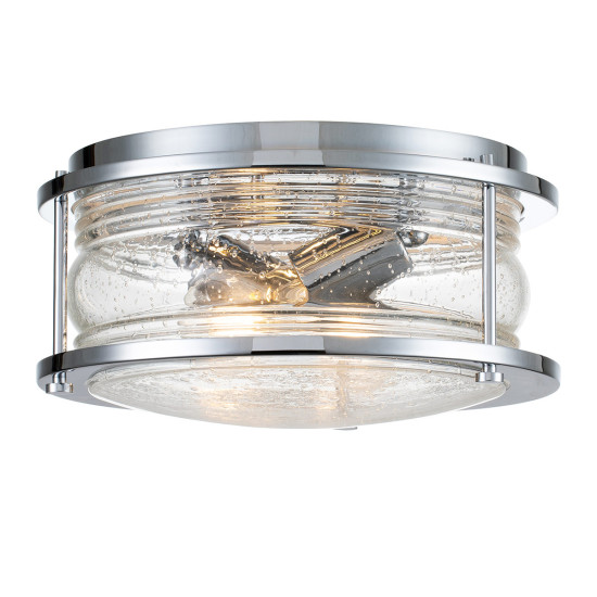 Ashland Bay 2-lt plafond polerad krom/glas 30,5cm IP44 Ashland Bay 2-lt plafond polerad krom/glas 30,5cm IP44