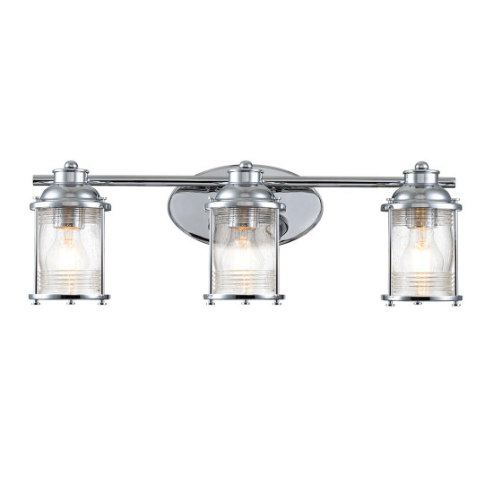 Ashland Bay 3-Lt Wall Light Polished Chrome/Glass 61cm IP44 Ashland Bay 3-Lt Wall Light Polished Chrome/Glass 61cm IP44