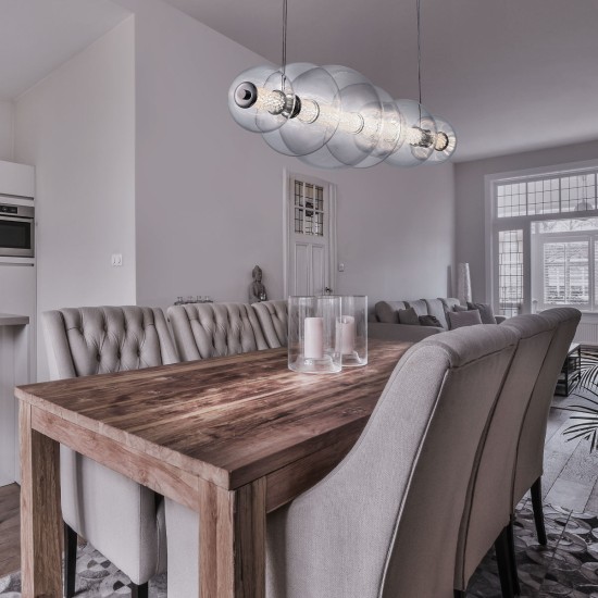 Atomo 7-lt linjär taklampa polerad krom 142,1 cm