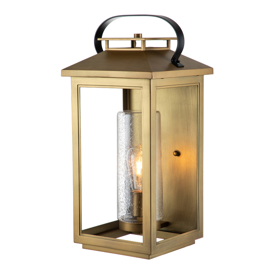 Atwater 1-Lt Large Outdoor Wall Lantern Distressed Brass 51.8cm Quintesse Lighting Atwater 1-Lt Large Outdoor Wall Lantern Distressed Brass 51.8cm