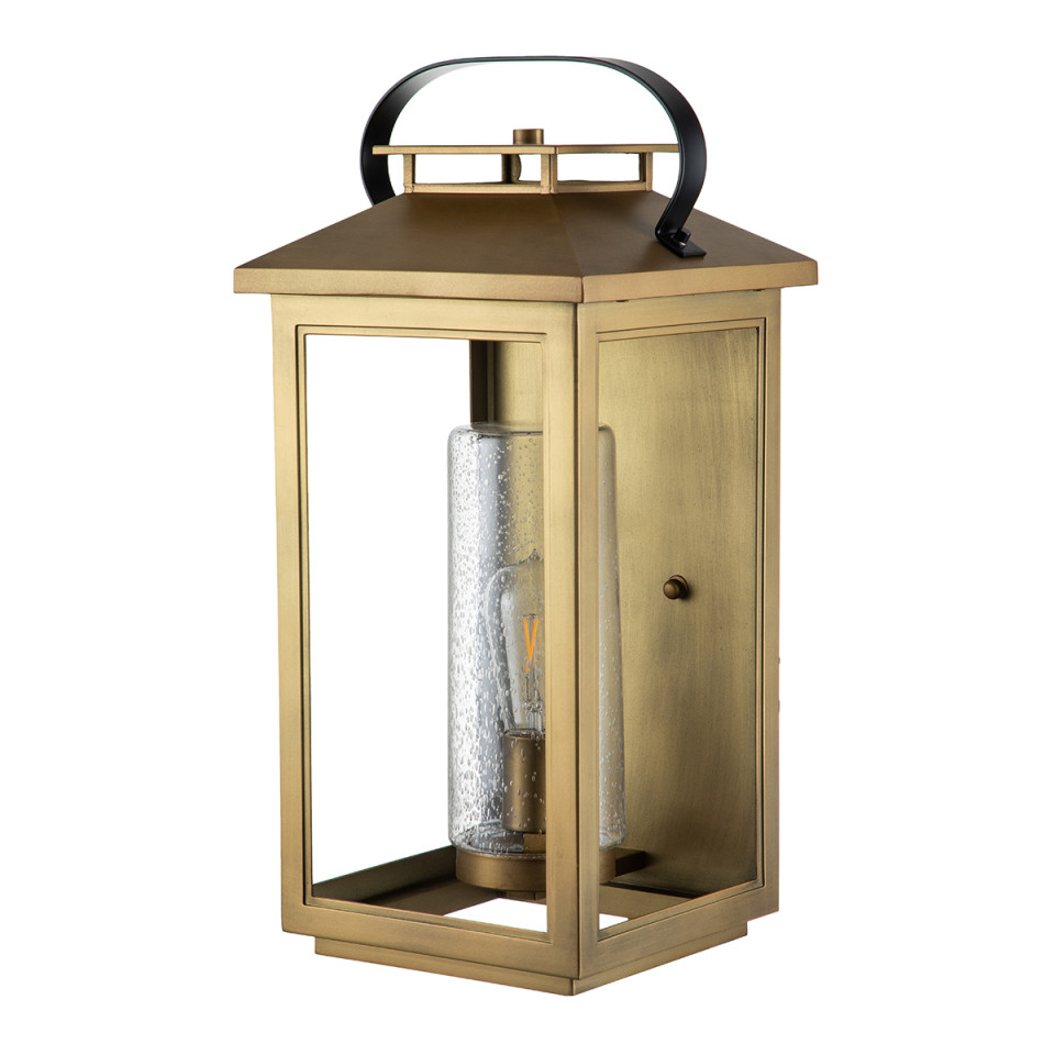 Atwater 1-Lt Large Outdoor Wall Lantern Distressed Brass 51.8cm Quintesse Lighting Atwater 1-Lt Large Outdoor Wall Lantern Distressed Brass 51.8cm
