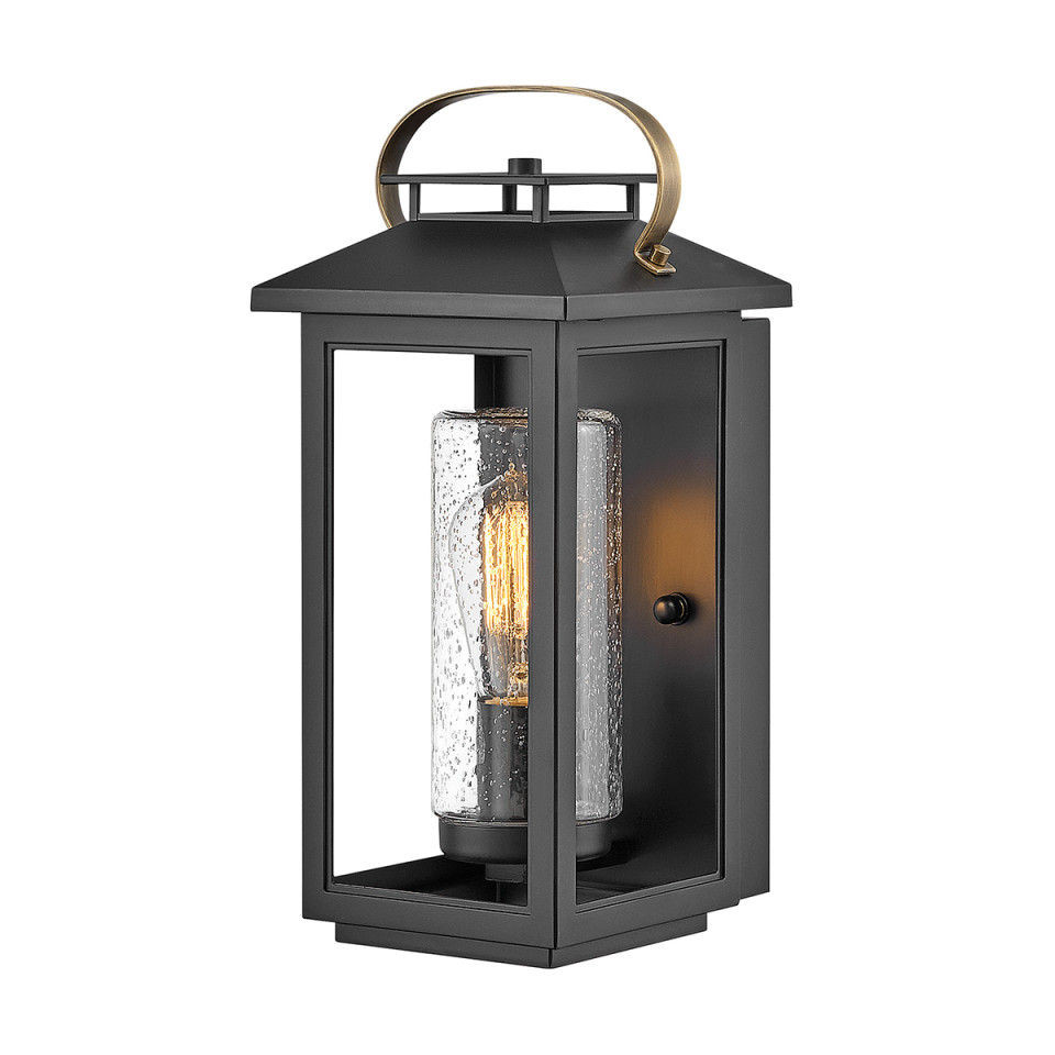 Atwater 1-Lt Small Outdoor Wall Lantern Black 35.5cm Quintesse Lighting Atwater 1-Lt Small Outdoor Wall Lantern Black 35.5cm