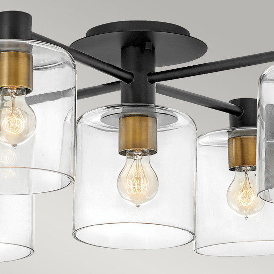 Axel 5-lt plafond svart/klar 80.8cm