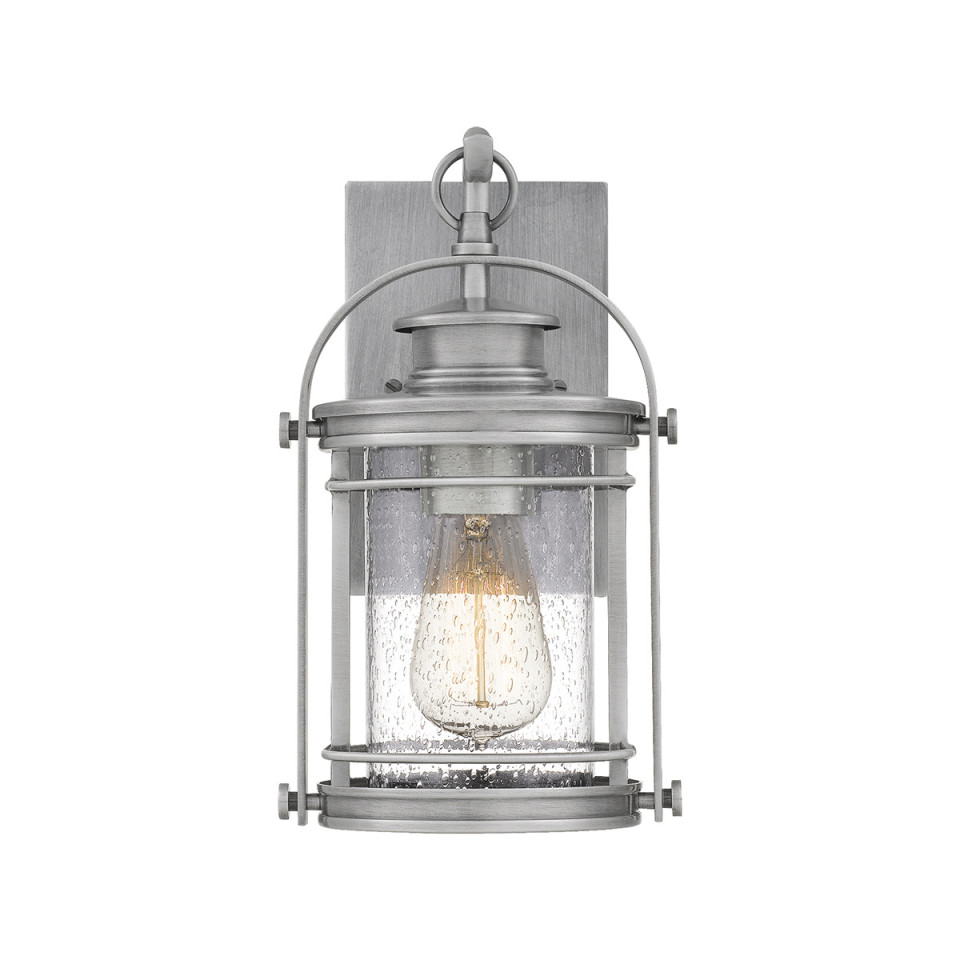 Booker 1-Lt Small Outdoor Wall Lantern Silver 28.9cm Quintesse Lighting Booker 1-Lt Small Outdoor Wall Lantern Silver 28.9cm