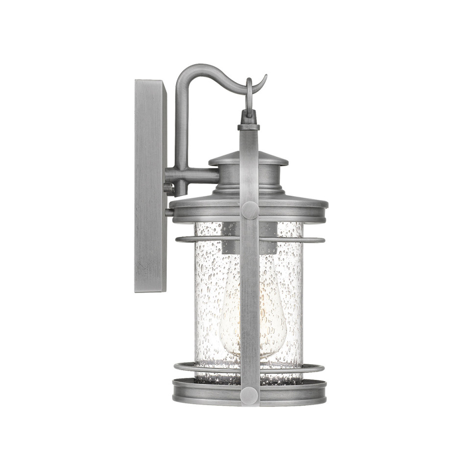Booker 1-Lt Small Outdoor Wall Lantern Silver 28.9cm Quintesse Lighting Booker 1-Lt Small Outdoor Wall Lantern Silver 28.9cm