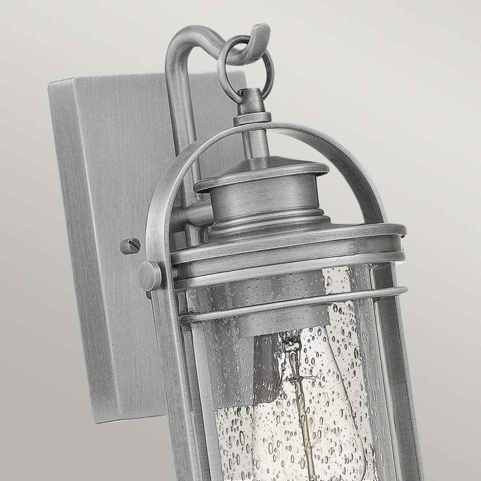 Booker 1-Lt Small Outdoor Wall Lantern Silver 28.9cm Quintesse Lighting Booker 1-Lt Small Outdoor Wall Lantern Silver 28.9cm