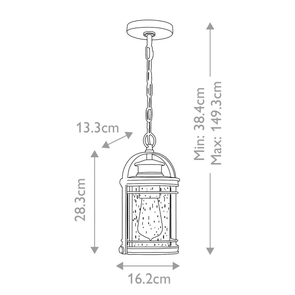Booker 1-Lt Outdoor Ceiling Lantern Silver 16.2cm Quintesse Lighting Booker 1-Lt Outdoor Ceiling Lantern Silver 16.2cm