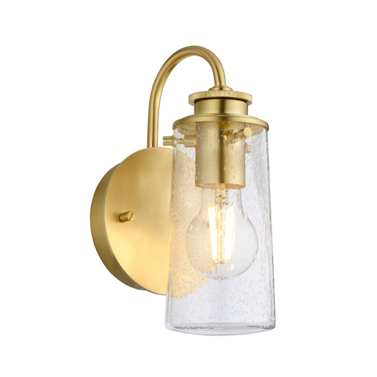 Braelyn 1-lt vägglampa borstad mässing/glas 24,4cm IP44 Braelyn 1-lt vägglampa borstad mässing/glas 24,4cm IP44