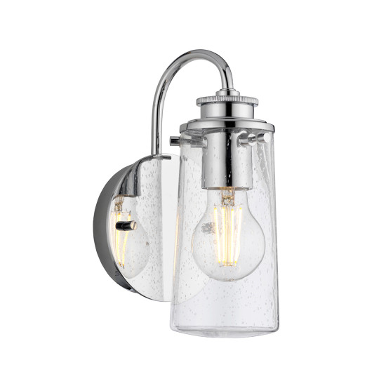 Braelyn 1-lt vägglampa polerad krom/glas 24,4cm IP44 Braelyn 1-lt vägglampa polerad krom/glas 24,4cm IP44