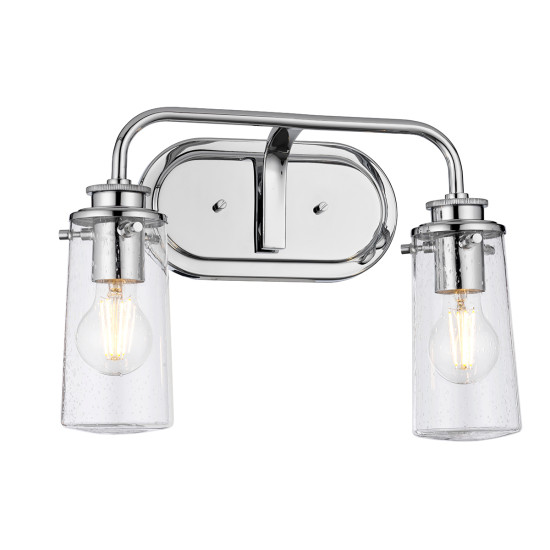 Braelyn 2-lt vägglampa polerad krom/glas 37,4cm IP44 Braelyn 2-lt vägglampa polerad krom/glas 37,4cm IP44