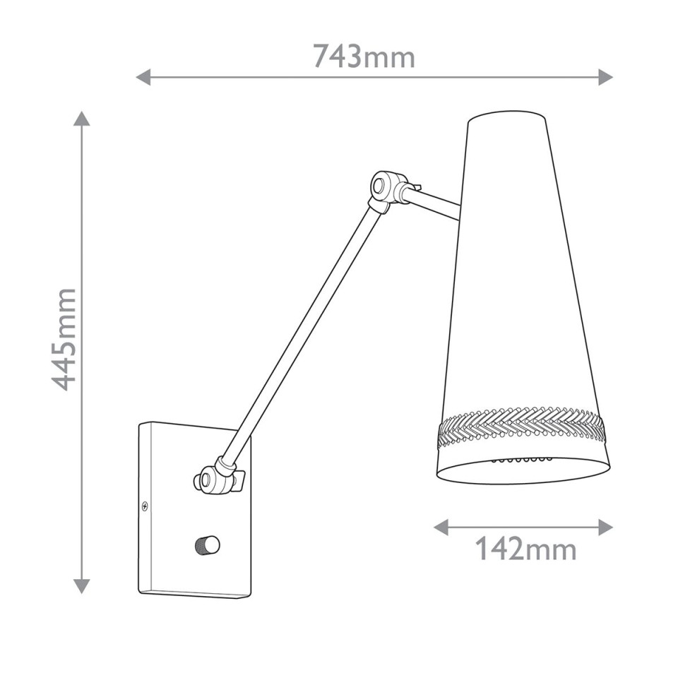 Brickell 1-lt adjustable wall light matte black 44.5 cm
